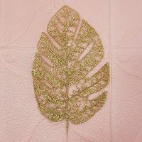 Folhas Flores Enfeite Natalino Gliter Dourado 35cm Kit 8pçs - 2