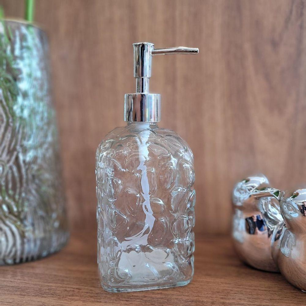 Jogo Porta Sabonete Líquido Vidro Clear Textura E Mini Vaso Suculenta - Tuut - 5