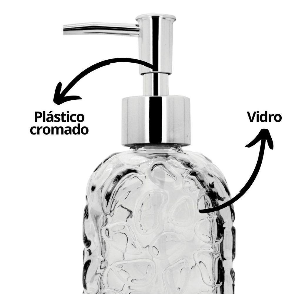 Jogo Porta Sabonete Líquido Vidro Clear Textura E Mini Vaso Suculenta - Tuut - 6