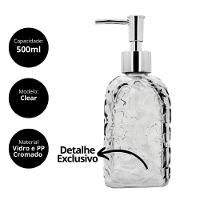 Jogo Porta Sabonete Líquido Vidro Clear Textura E Mini Vaso Suculenta - Tuut - 3
