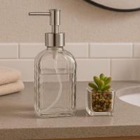 Jogo Porta Sabonete Líquido Vidro Clear Diamante E Mini Vaso Suculenta - Tuut - 2