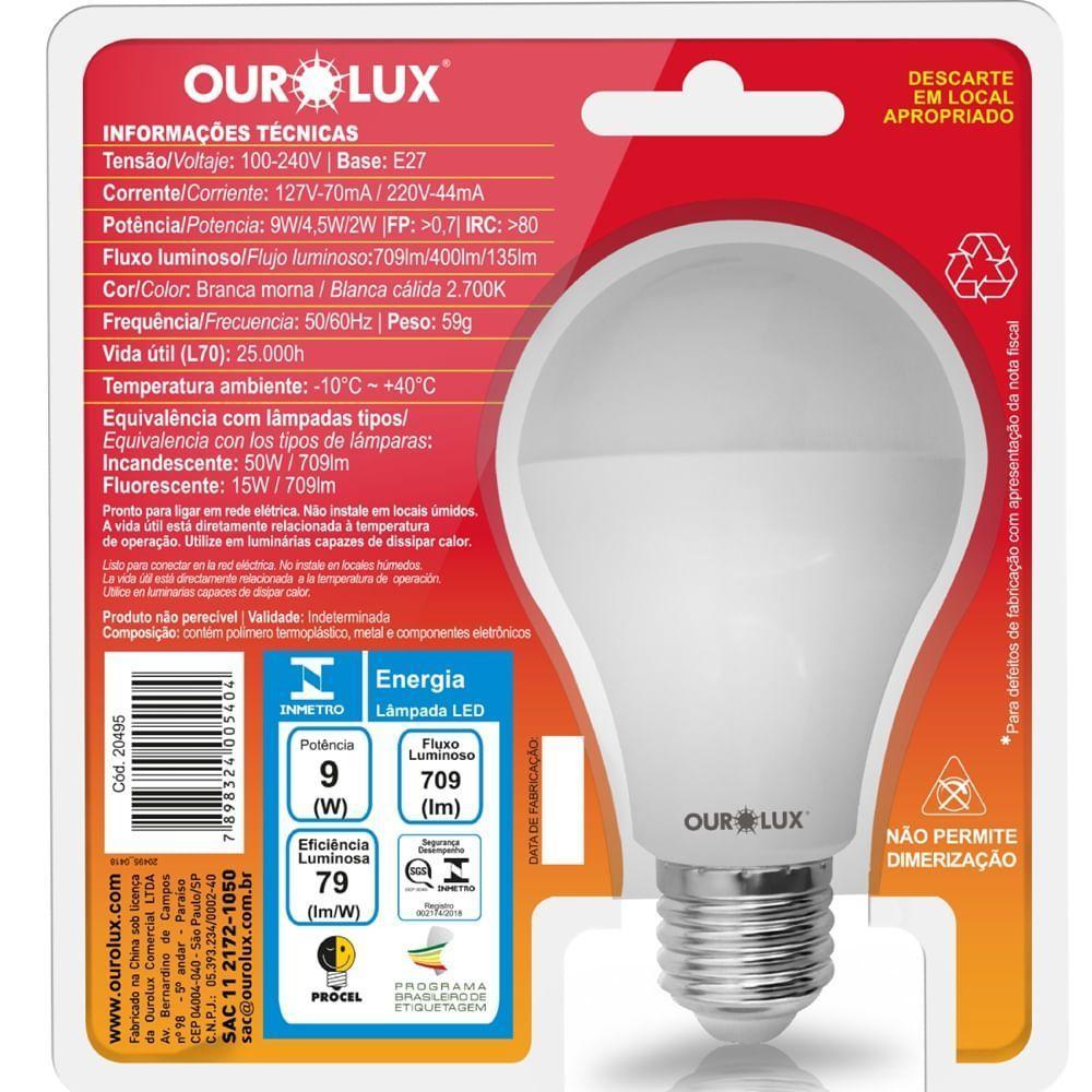 Lâmpada Controled Com 3 Tons De Luz E 2700k Bivolt - 20495 - Ourolux Lampada Led 9w 2700k 3 Tons Bivolt - 2