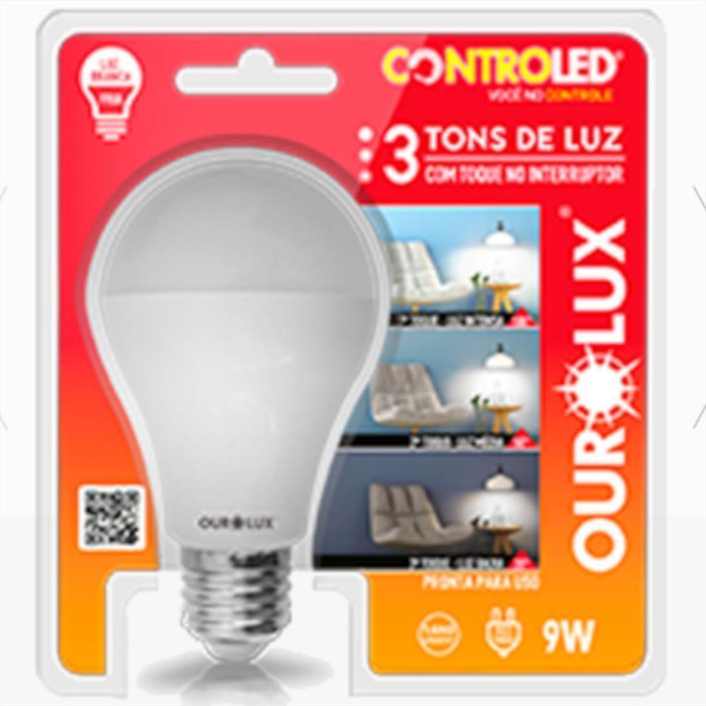 Lâmpada Controled Com 3 Tons De Luz E 2700k Bivolt - 20495 - Ourolux Lampada Led 9w 2700k 3 Tons Bivolt - 3