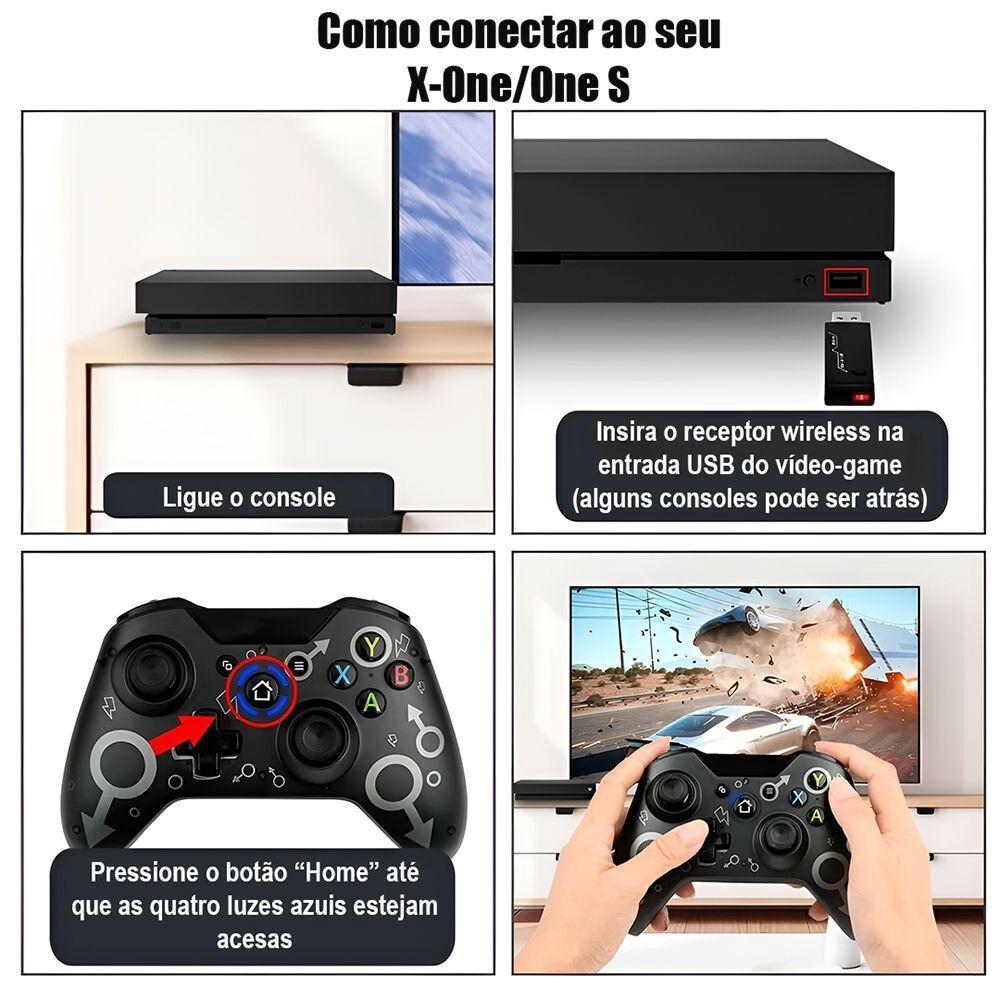 Controle Joystick Sem Fio Preto Personalizado Para Xbox One Notebook E Pc Gamer - 3