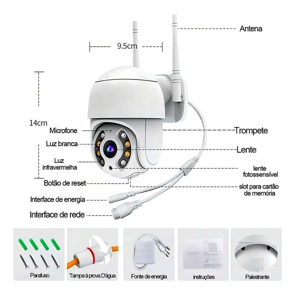 Câmera Ip Rotativa Speed Dome 355º Prova Dágua Wifi Hd 1080p - 3