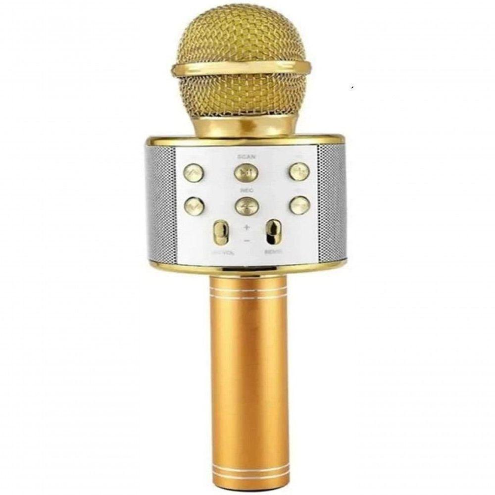 Microfone Sem Fio Bluetooth Karaokê Ws 858 - Dourado Homologação: 149822010251 - 1