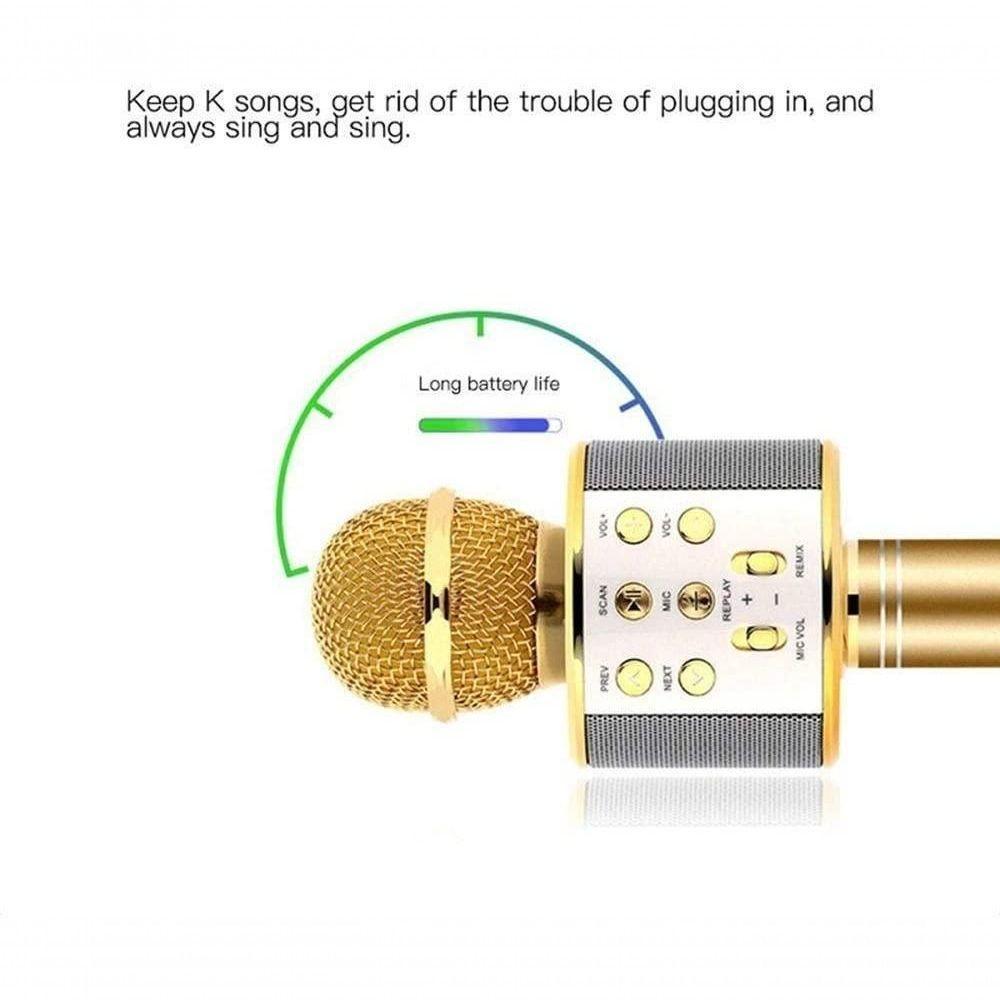 Microfone Sem Fio Bluetooth Karaokê Ws 858 - Dourado Homologação: 149822010251 - 3