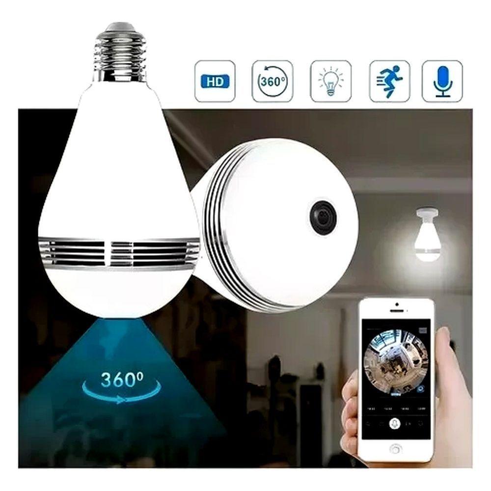 Câmera De Segurança Wifi Ip Lâmpada Espiã Visão Noturna - 2