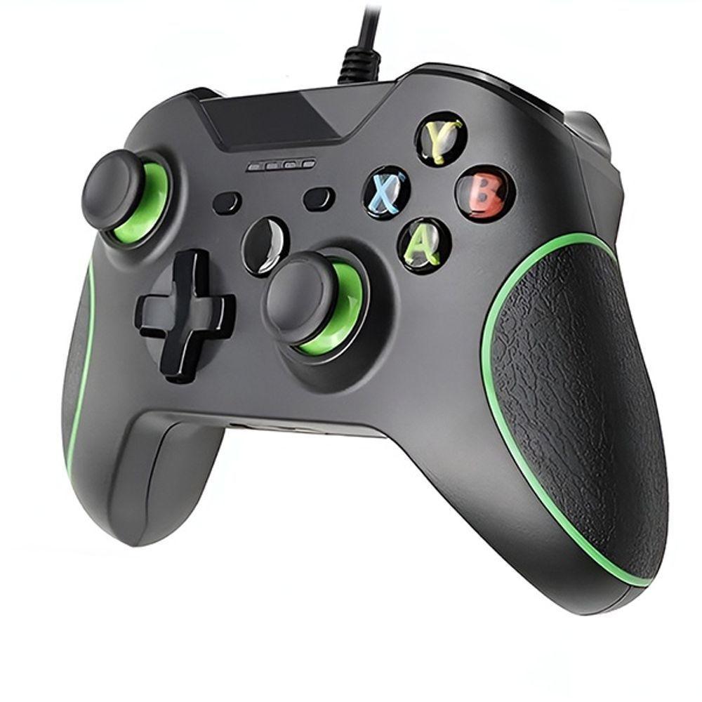 Controle Joystick Com Fio Xbox One Compatível Com Vídeo Game Pc E Cloud Gaming - Cor Preto-verde - 1