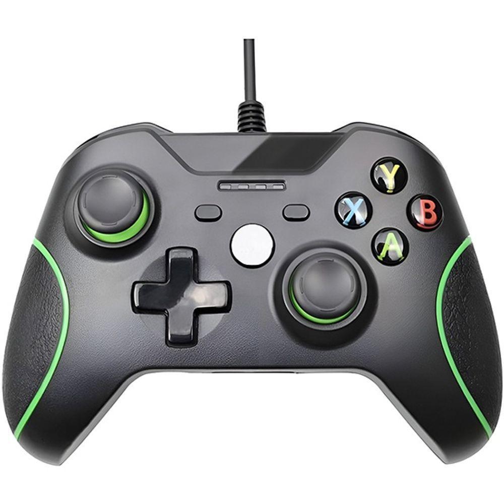 Controle Joystick Com Fio Xbox One Compatível Com Vídeo Game Pc E Cloud Gaming - Cor Preto-verde - 2