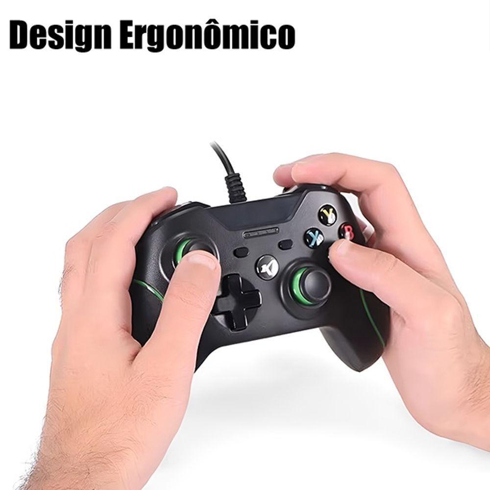 Controle Joystick Com Fio Xbox One Compatível Com Vídeo Game Pc E Cloud Gaming - Cor Preto-verde - 4