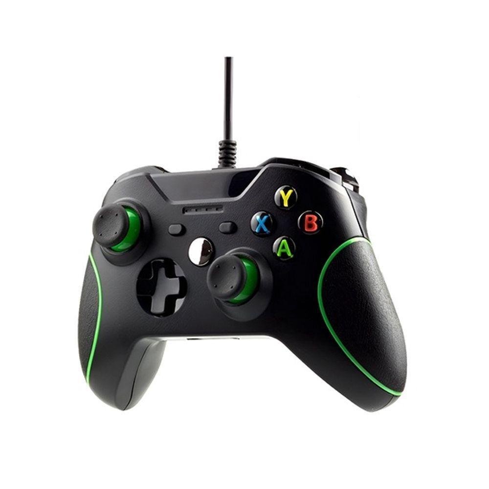 Controle Joystick Com Fio Xbox One Compatível Com Vídeo Game Pc E Cloud Gaming - Cor Preto-verde - 5