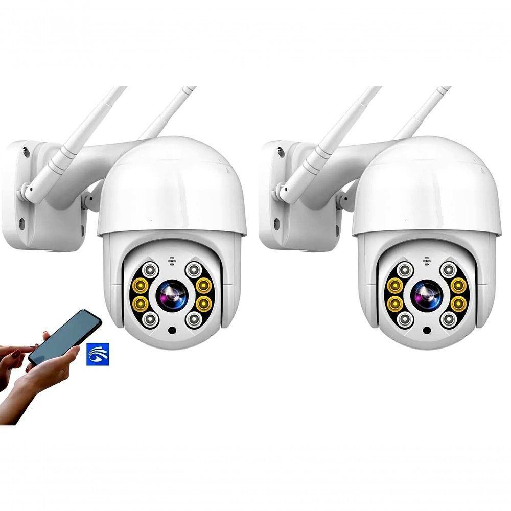 Câmera De Segurança Wifi Ip Rotativa Visão Noturna Resistente A água - Kit 2 - 1