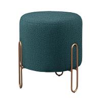 Puff Banqueta Mali Luxo Base Bronze Castellar Móbile Linho Azul - 1