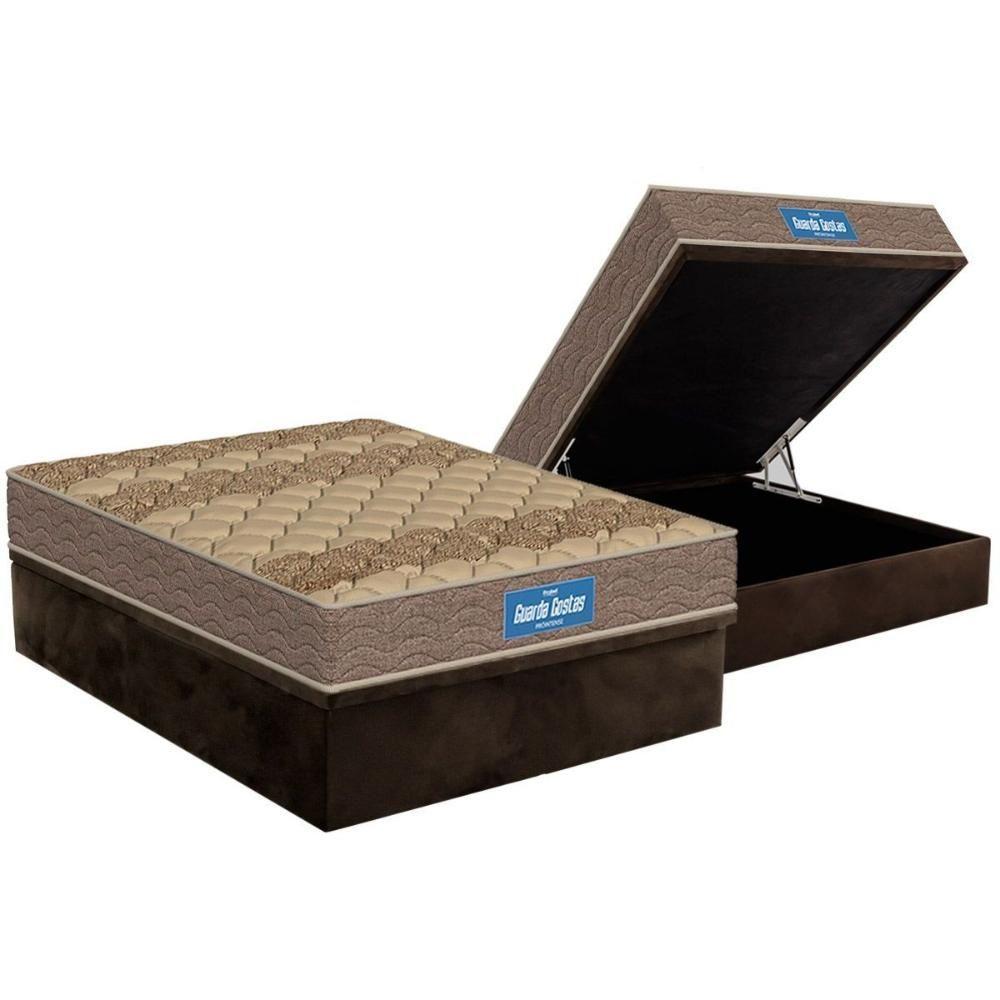 Conjunto Box Baú Casal: Colchão Espuma Probel D33 Guarda Costas Brown + Base Crc Suede Brown(138x188) - 1