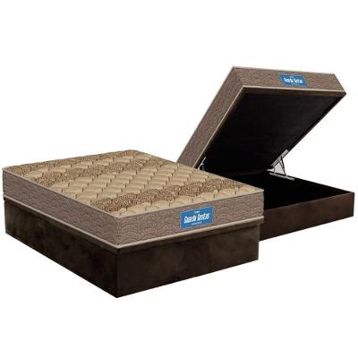 Conjunto Box Baú Casal: Colchão Espuma Probel D33 Guarda Costas Brown + Base Crc Suede Brown (138x188)