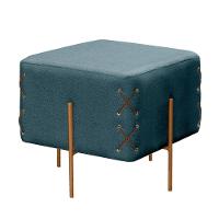 Puff Banqueta Eros Luxo Bronze Castellar Móbile Linho Azul Linho Azul - 1