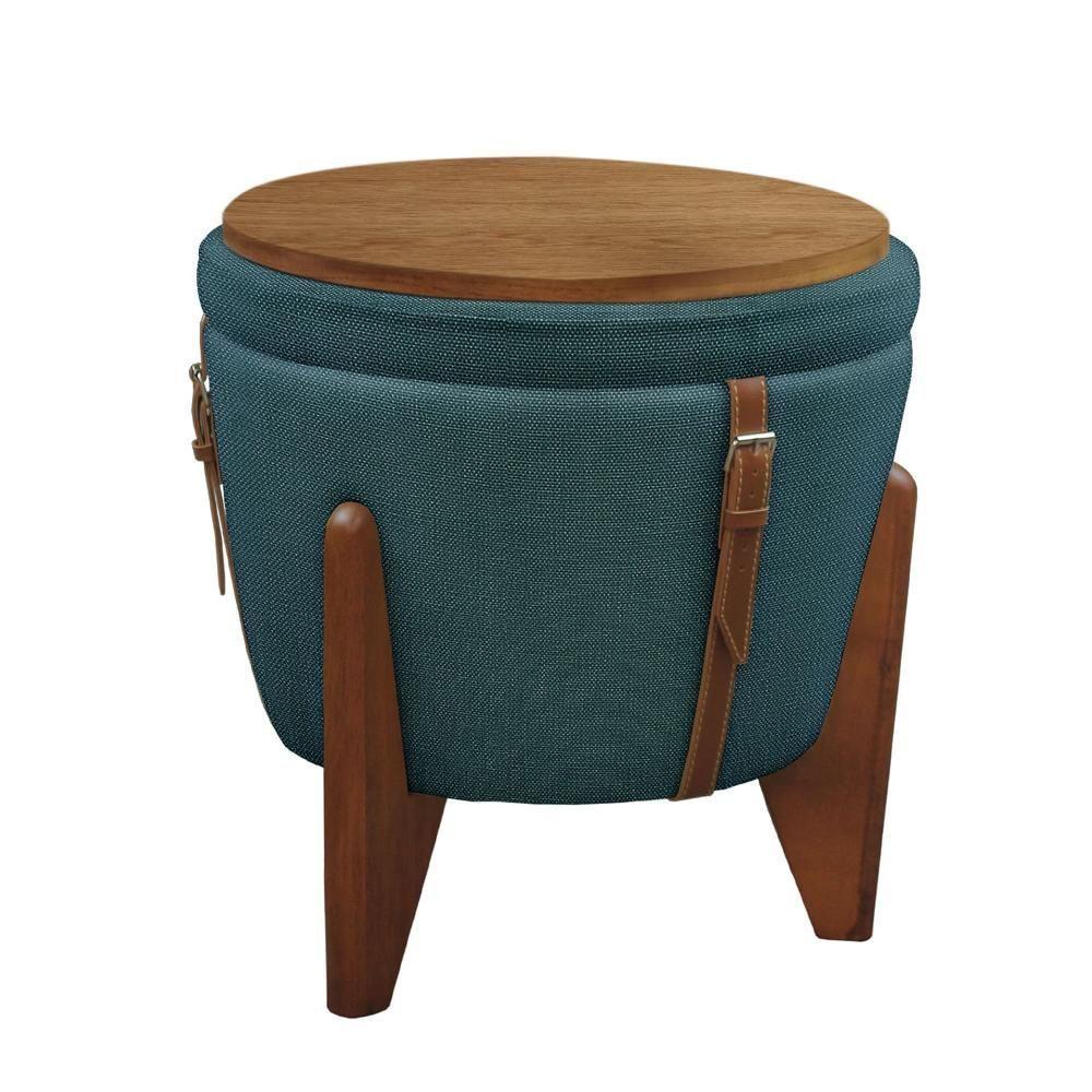 Puff Banqueta Fênix Baú Mesa Castellar Móbile Linho Azul - 5