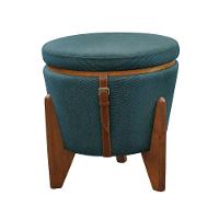 Puff Banqueta Fênix Baú Mesa Castellar Móbile Linho Azul - 1