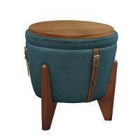 Puff Banqueta Fênix Baú Mesa Castellar Móbile Linho Azul - 5