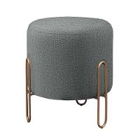 Puff Banqueta Mali Luxo Base Bronze Castellar Móbile Linho Cinza - 1