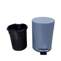 Lixeira Redonda Balde Interno Removível Pedal Multiuso Aço 3 Litros Cinza Matte - 1