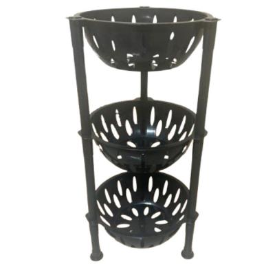 Organizador Cesto Fruteira Multiuso 3 Andares Redondo Preto