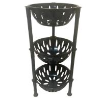 Organizador Cesto Fruteira Multiuso 3 Andares Redondo Preto - 1