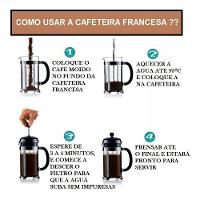 Cafeteira Francesa Em Inox Decorada Prensa Chaleira Em Vidro Cremeira Bule French Press Luxo 350ml - 7