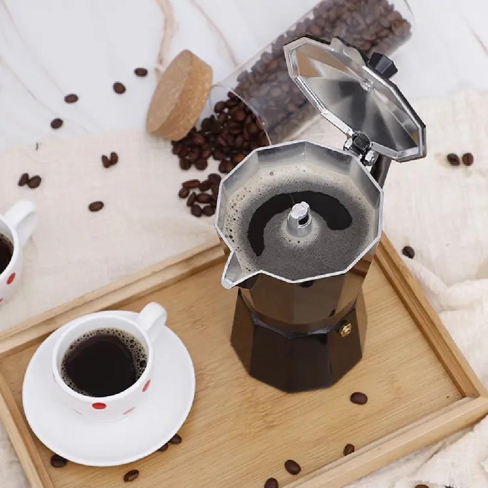 Cafeteira Italiana Preta Black 6 Xicaras Express Luxo Aluminio Grande Manual Profissional - 3