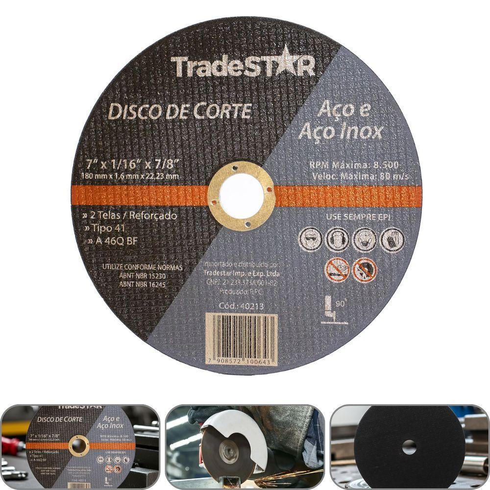 Disco De Corte 180 X 1,6mm Furo 22,23mm Aço E Inox Tradestar - 1