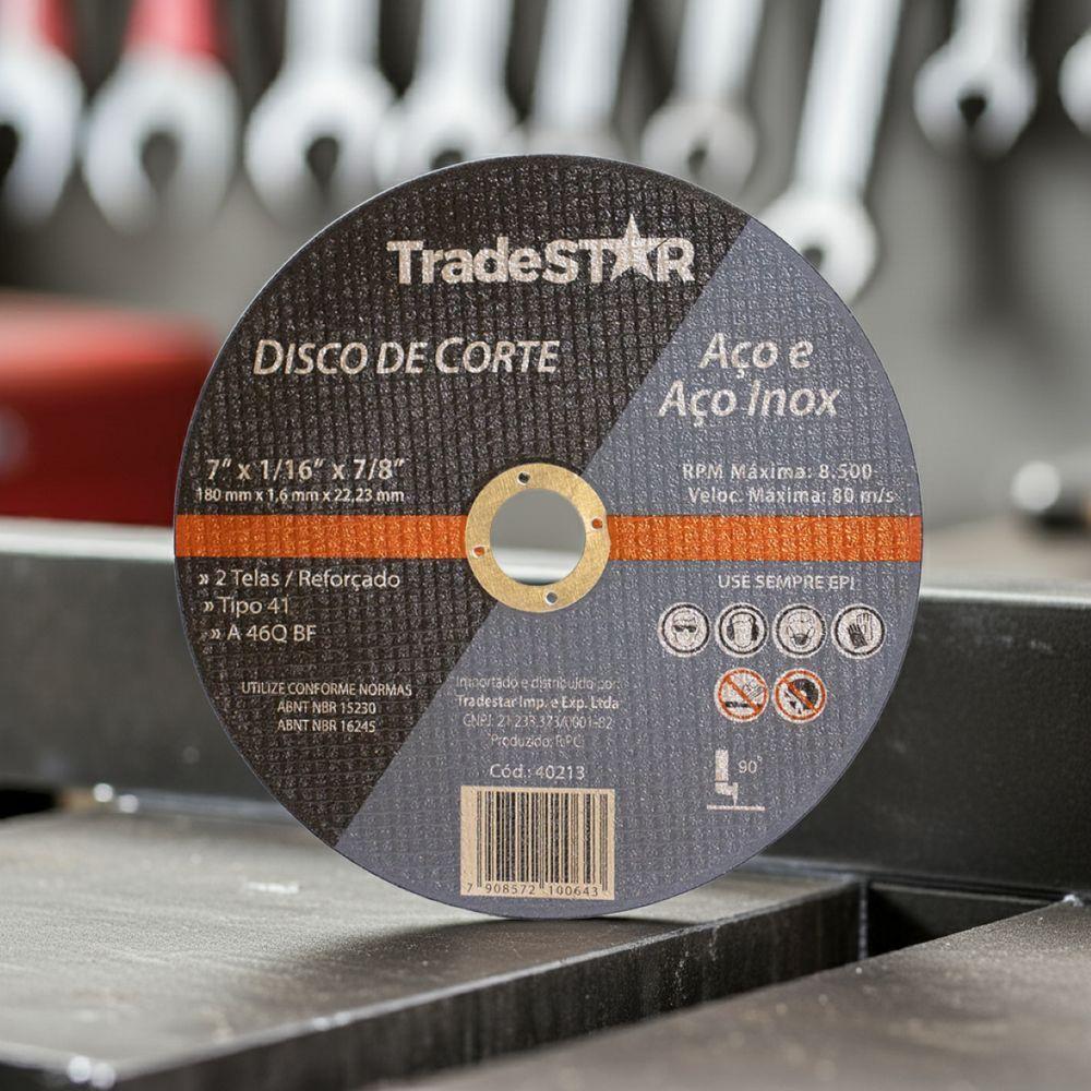 Disco De Corte 180 X 1,6mm Furo 22,23mm Aço E Inox Tradestar - 6