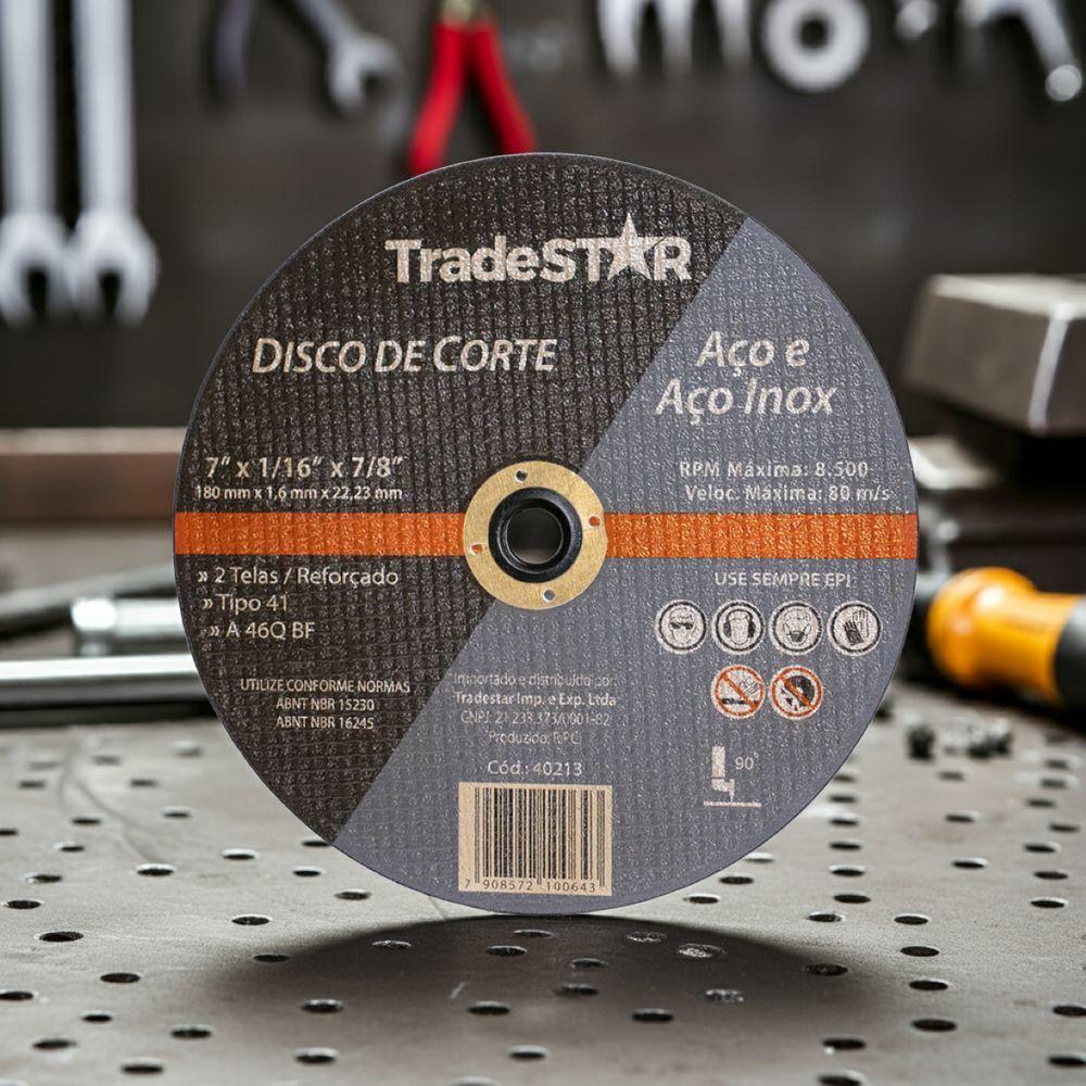 Disco De Corte 180 X 1,6mm Furo 22,23mm Aço E Inox Tradestar - 8