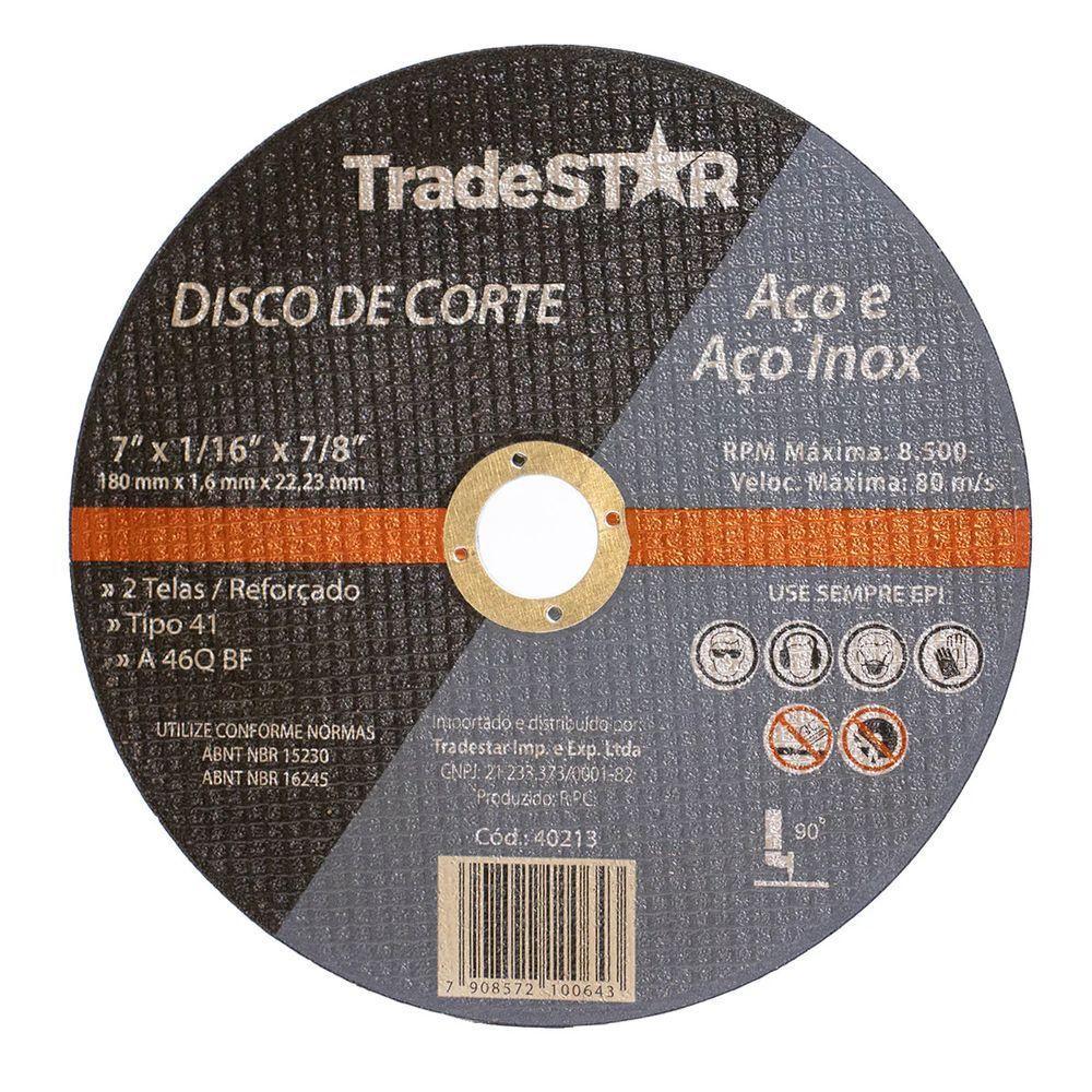 Disco De Corte 180 X 1,6mm Furo 22,23mm Aço E Inox Tradestar - 10