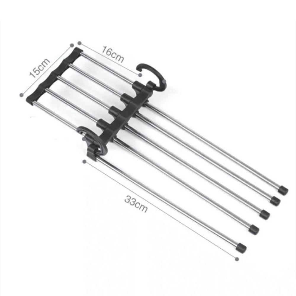 Cabide Para Calças Shorts Bermudas Gravatas Inox 5 Divisórias Multifuncional Retrátil - 4