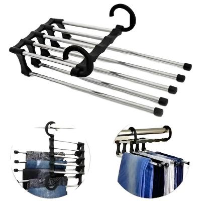 Cabide Para Calças Shorts Bermudas Gravatas Inox 5 Divisórias Multifuncional Retrátil