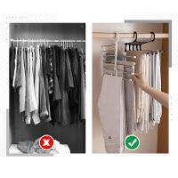 Cabide Para Calças Shorts Bermudas Gravatas Inox 5 Divisórias Multifuncional Retrátil - 3