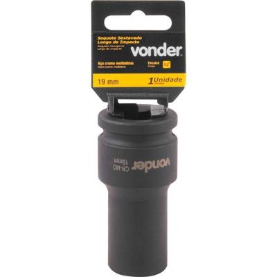 Soquete Sextavado Impacto Longo 3-4" 19mm Aço Cromo Vonder