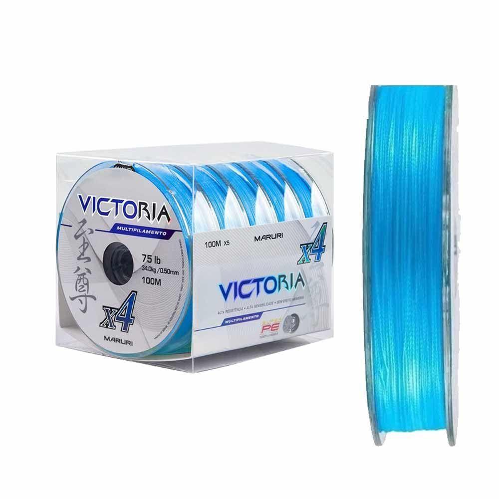 Linha De Pesca Multifilamento 4 Fios Victoria Azul 100m Tamanho 0,55mm - 4