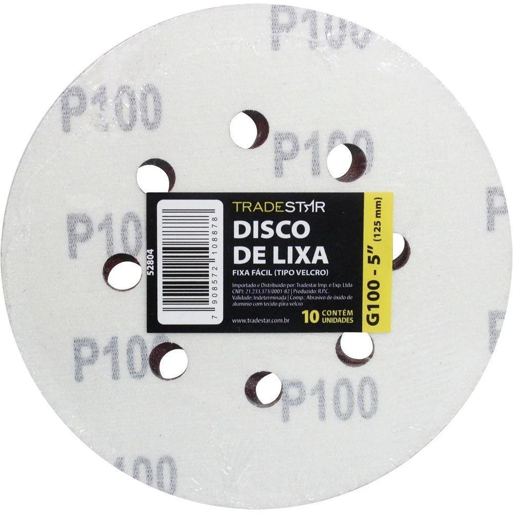 Disco Lixa 125 Mm G100 Alvenaria Com Fixador Tradestar - 1