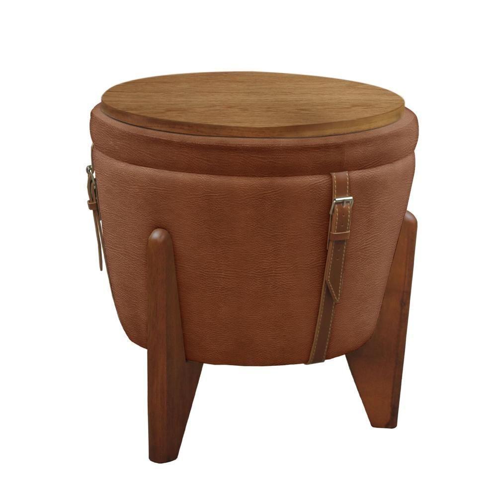 Puff Banqueta Fênix Baú Mesa Castellar Móbile Corino Caramelo - 6