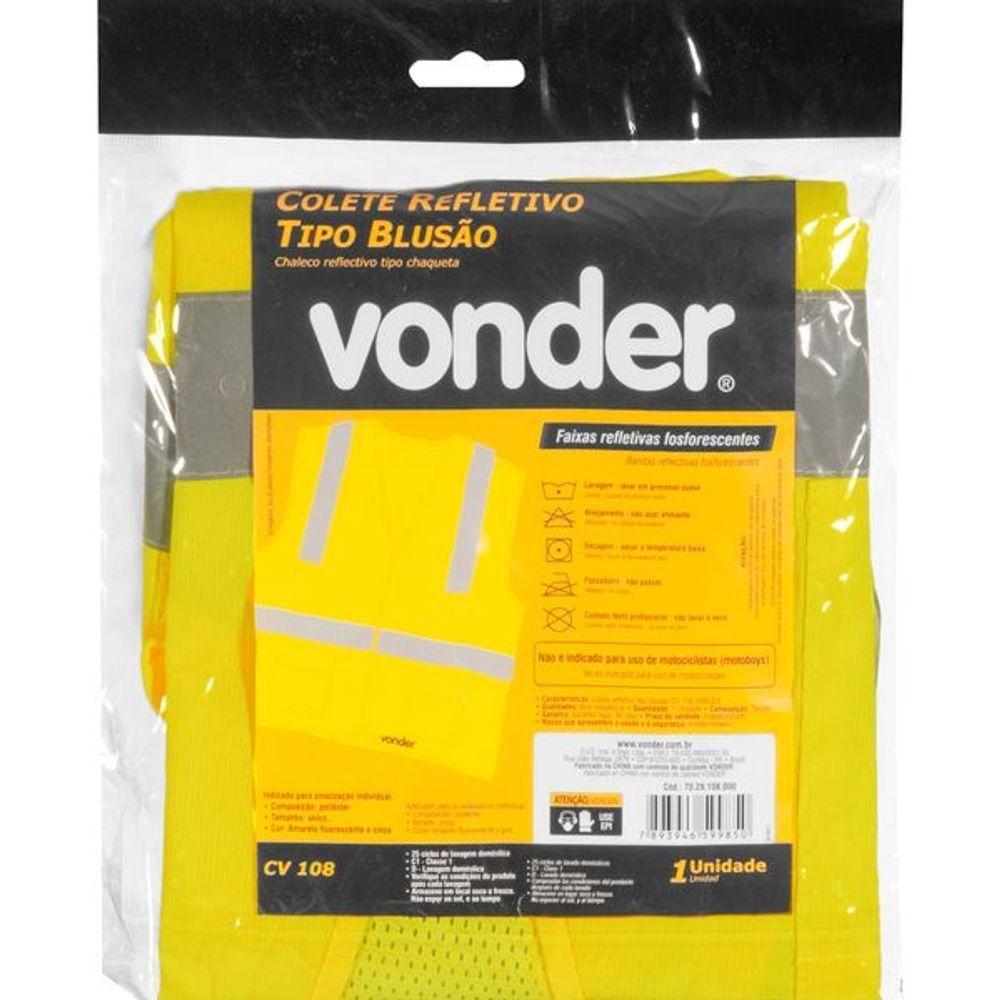 Colete Refletivo Bolso Amarelo Ziper Cv108 Vonder - 2