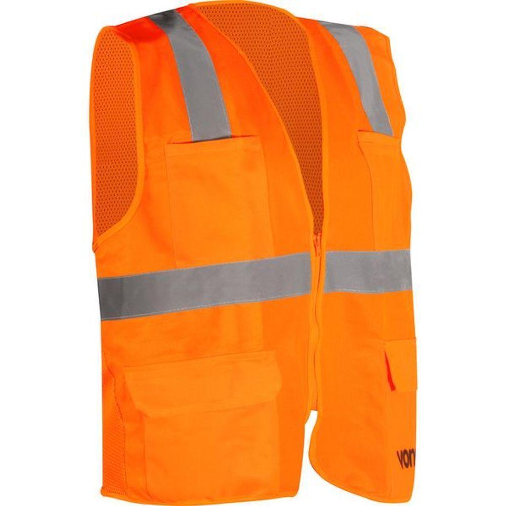 Colete Refletivo Bolso Laranja Ziper Cv109 Vonder - 1