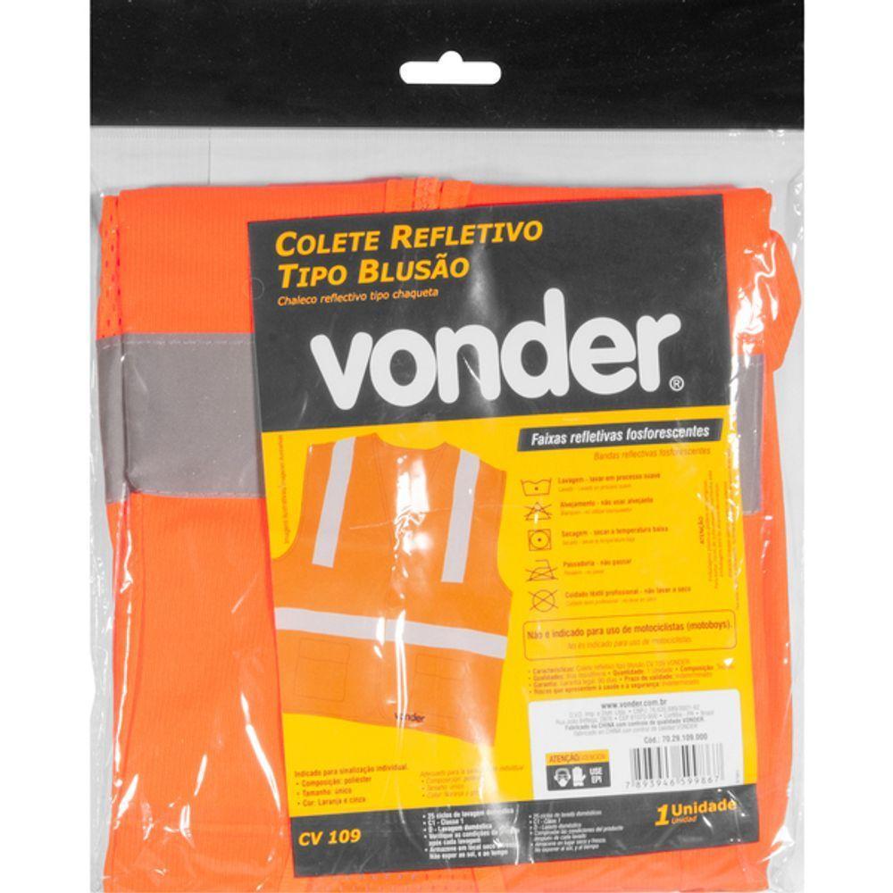 Colete Refletivo Bolso Laranja Ziper Cv109 Vonder - 2