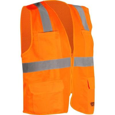 Colete Refletivo Bolso Laranja Ziper Cv109 Vonder