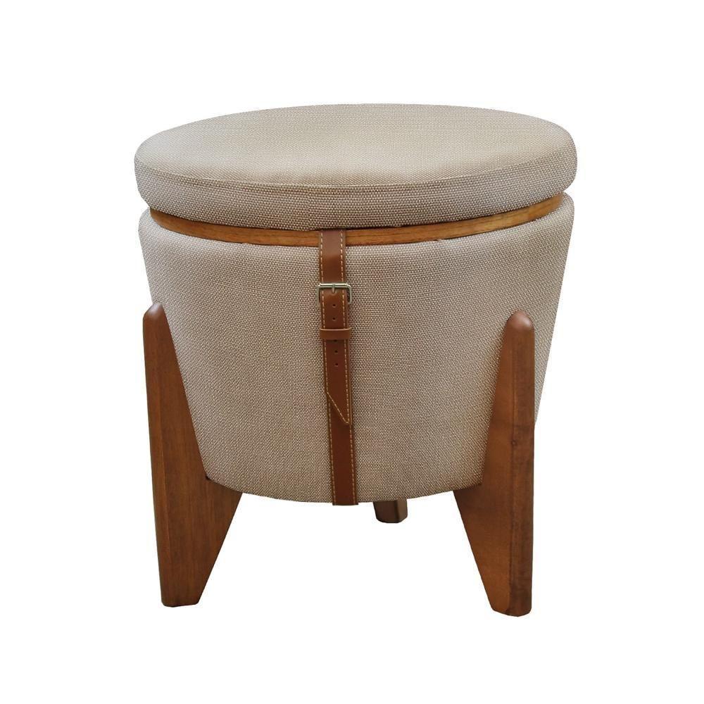 Puff Banqueta Fênix Baú Mesa Castellar Móbile Linho Bege - 1