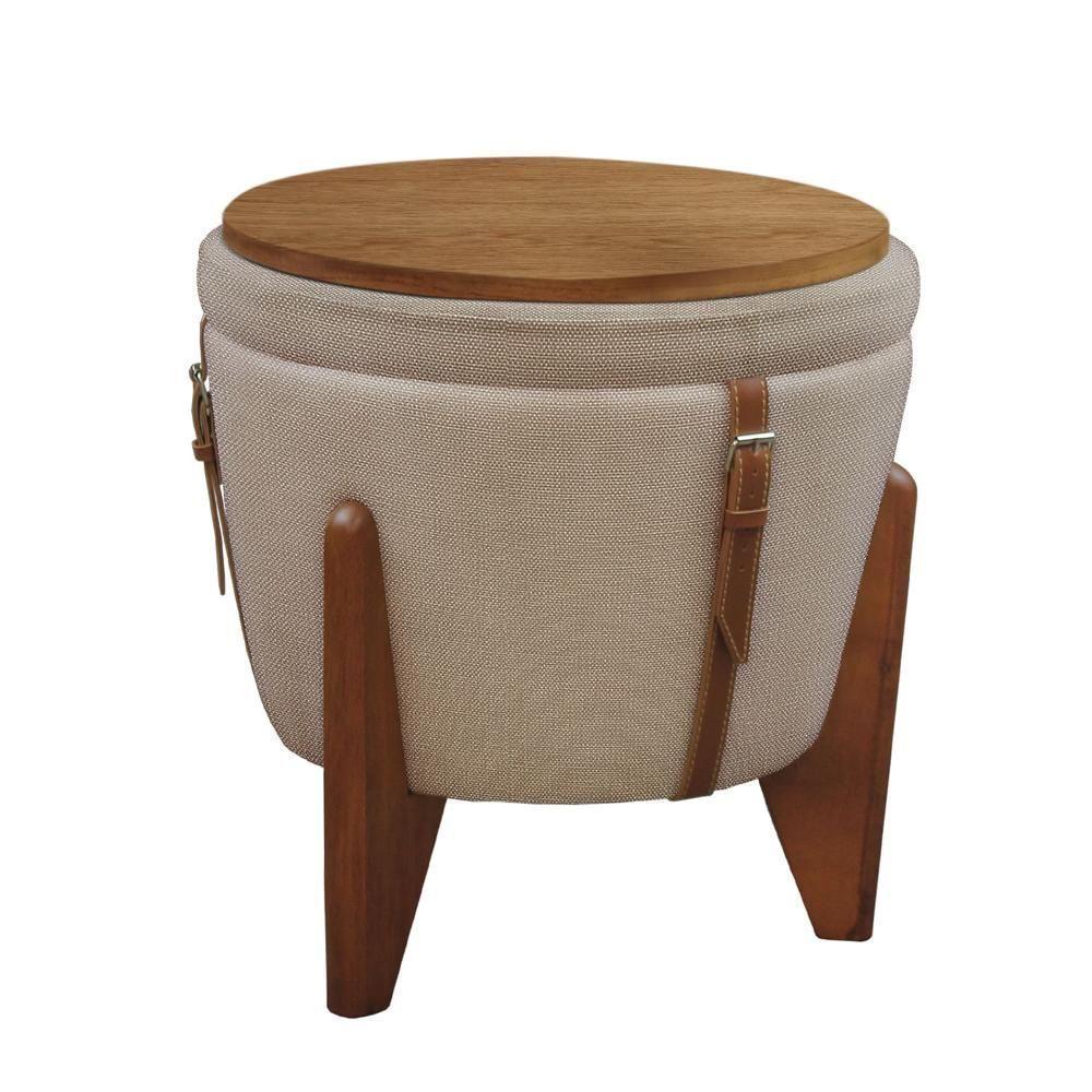 Puff Banqueta Fênix Baú Mesa Castellar Móbile Linho Bege - 5