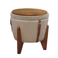 Puff Banqueta Fênix Baú Mesa Castellar Móbile Linho Bege - 5