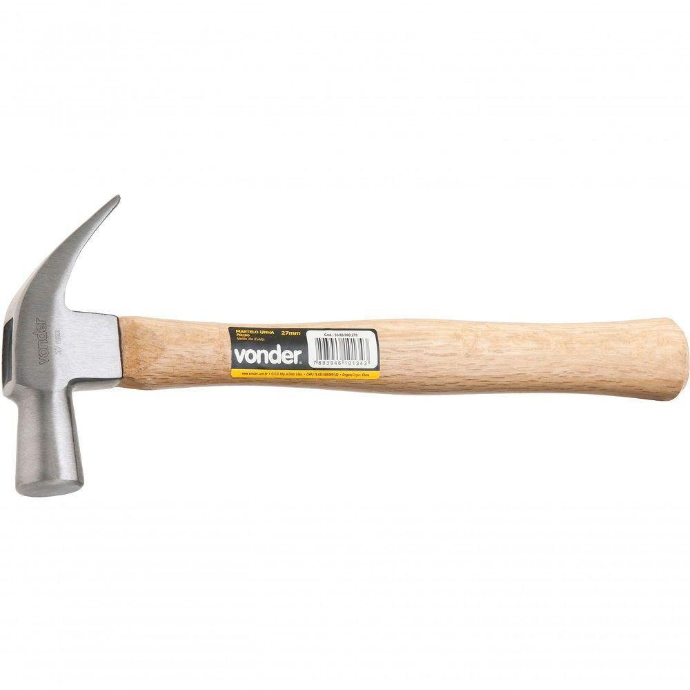 Martelo Unha 20mm Aço Forjado Cabo Madeira - Vonder - 1