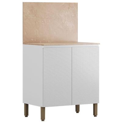 Balcão Com Tampo E Painel Art 80 Cm 2 Portas Kit's Paraná Cor:branco ártico